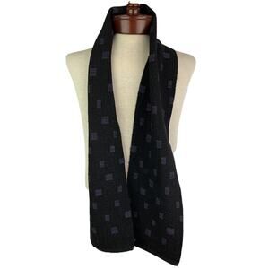 Whim by Heidi Wolfe Knit Scarf Reversible Purple Black Geometric Print 7.5 x 64"